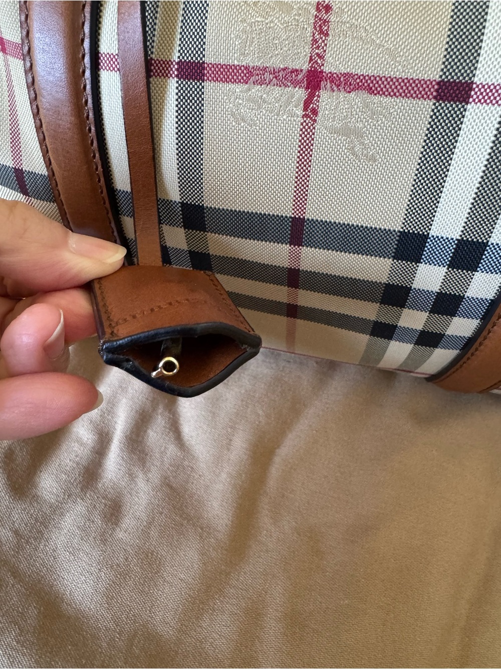 Burberry Check The Alchester Bag with Brown Leather Trim - Picture 8 of 14
